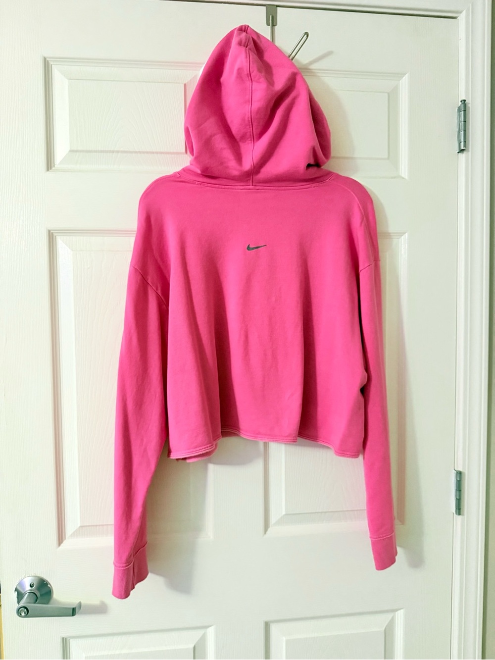 Nike Hot Pink Cropped Hoodie with Small Swoosh